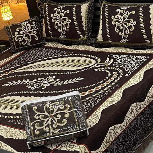 B, 4Pc Velvet Jaquard Bedsheet