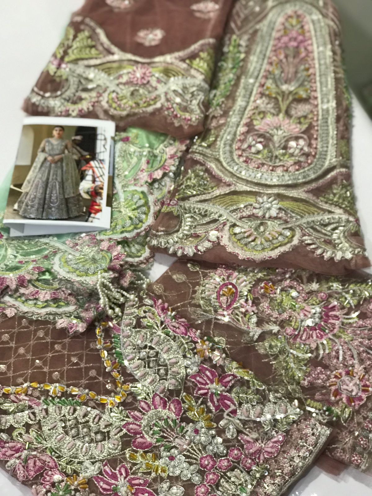 HANDWORK NET EMBROIDERED MAXI