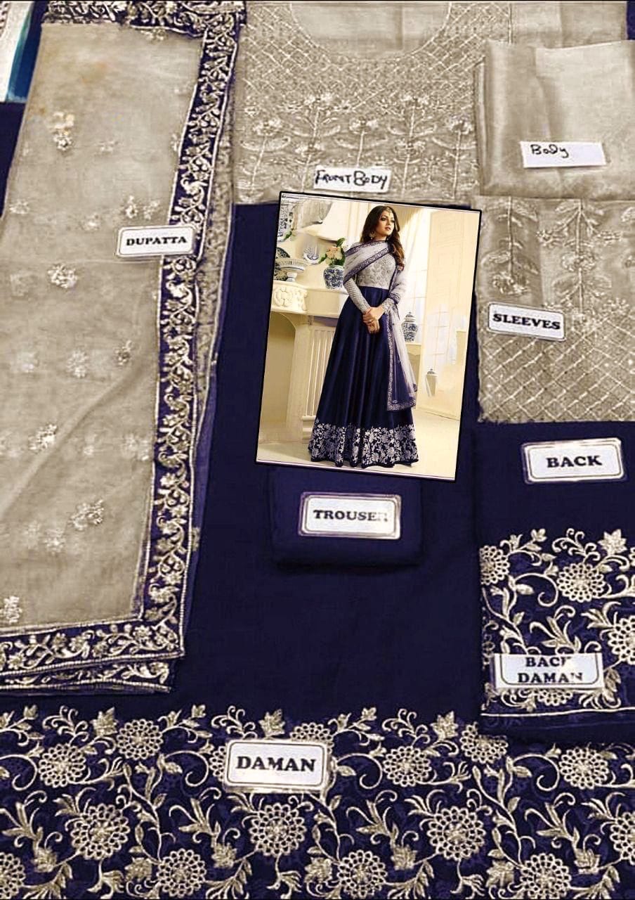 IMROZI net masoori & chiffon emb unstitced 3pc✓