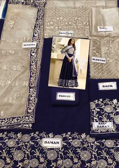 IMROZI net masoori & chiffon emb unstitced 3pc✓