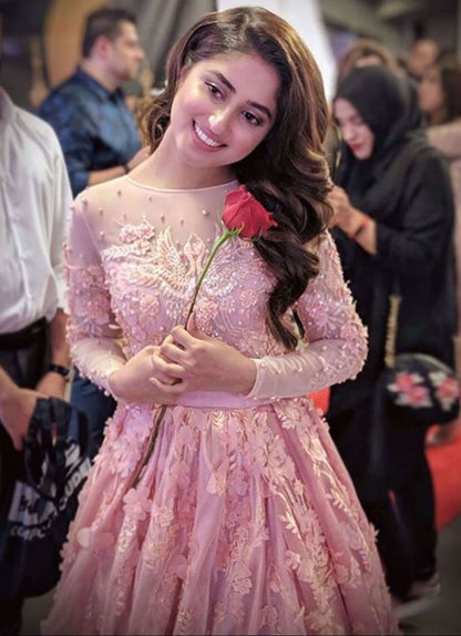 NOMI ANSARI maxi net embroidered