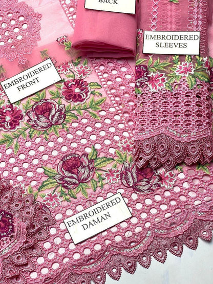 ANEELAS PREMIUM ORGANZA EMBROIDERED CHIKAN KARI DRESS