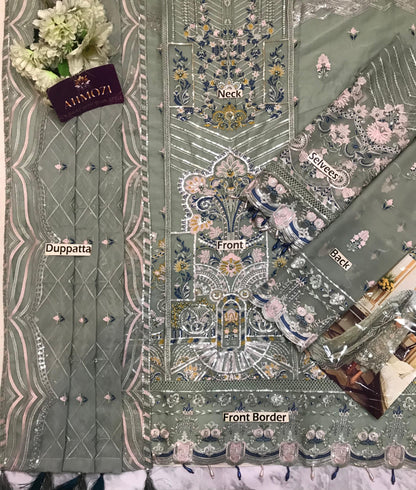 Adan Libas  Chiffon Embroidered Unstitched