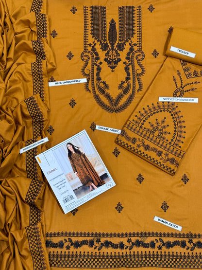 LIBAAS 🟨 DHANAK 3PC Embroidered