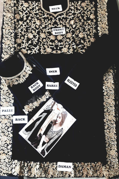 sarri Indian Bridal chiffon embroidery saree