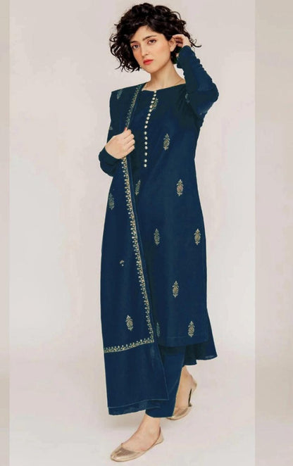 3pc URGE 🟨 DHANAK 3PC Embroidered