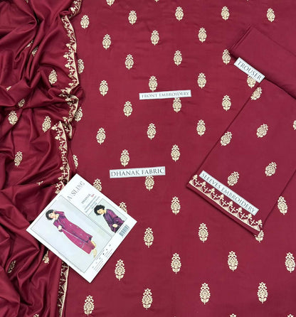 3pc URGE 🟨 DHANAK 3PC Embroidered