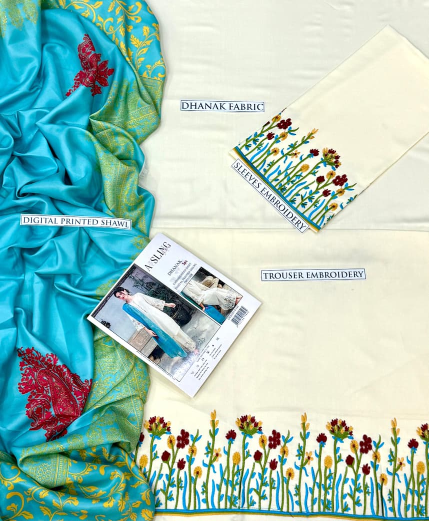 3pc URGE 🟨 DHANAK 3PC Embroidered