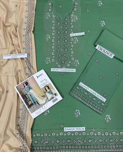 3pc  Jazmin 🟨 CATEGORY : DHANAK 3PC EMBROIDERED