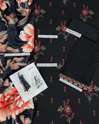 3pc  Jazmin 🟨 CATEGORY : DHANAK 3PC EMBROIDERED