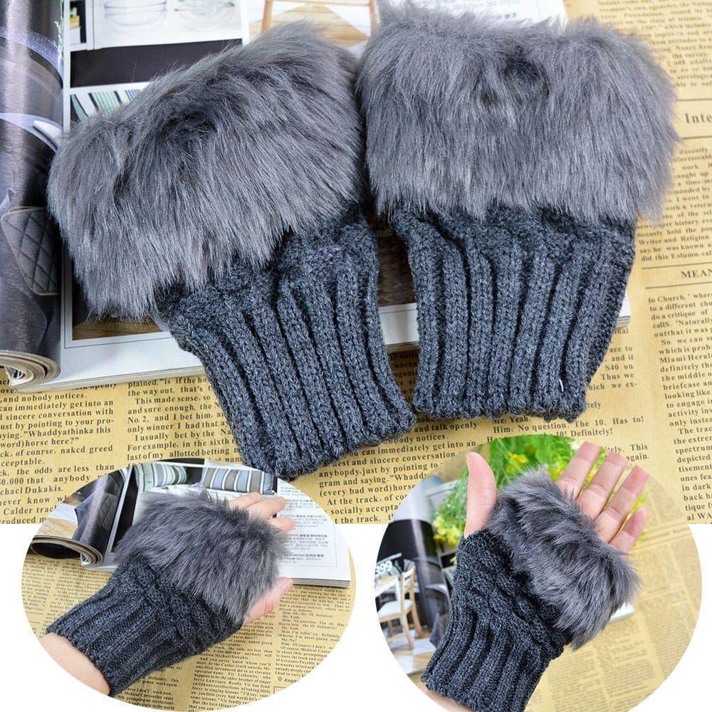 Winter Faux Rabbit Fur Gloves For Women