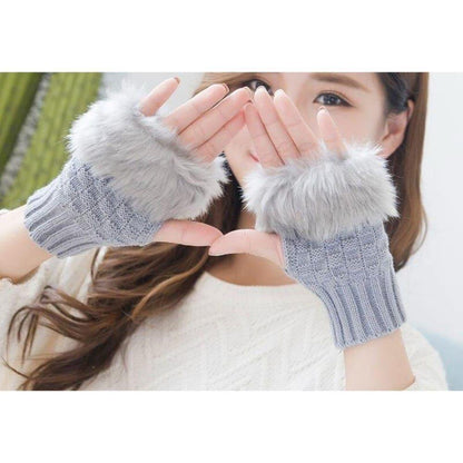 Winter Faux Rabbit Fur Gloves For Women