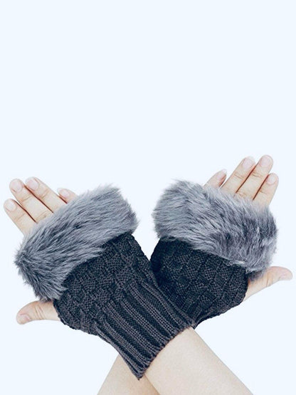 Winter Faux Rabbit Fur Gloves For Women