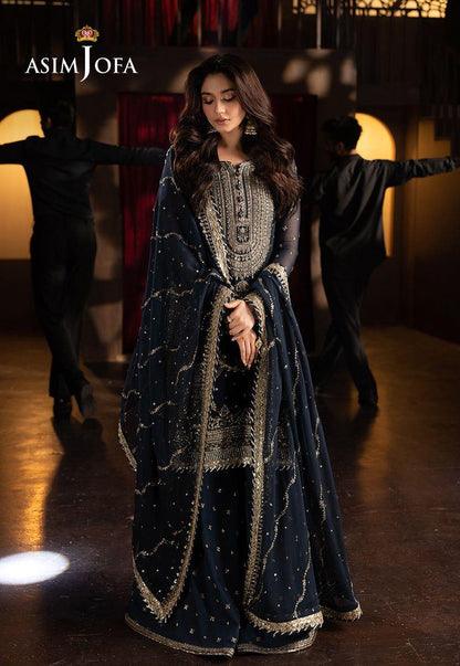 Asim jofa Chiffon Embroidered Unstitched