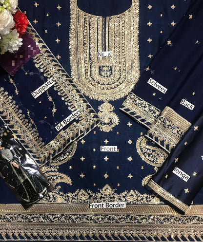 Asim jofa Chiffon Embroidered Unstitched