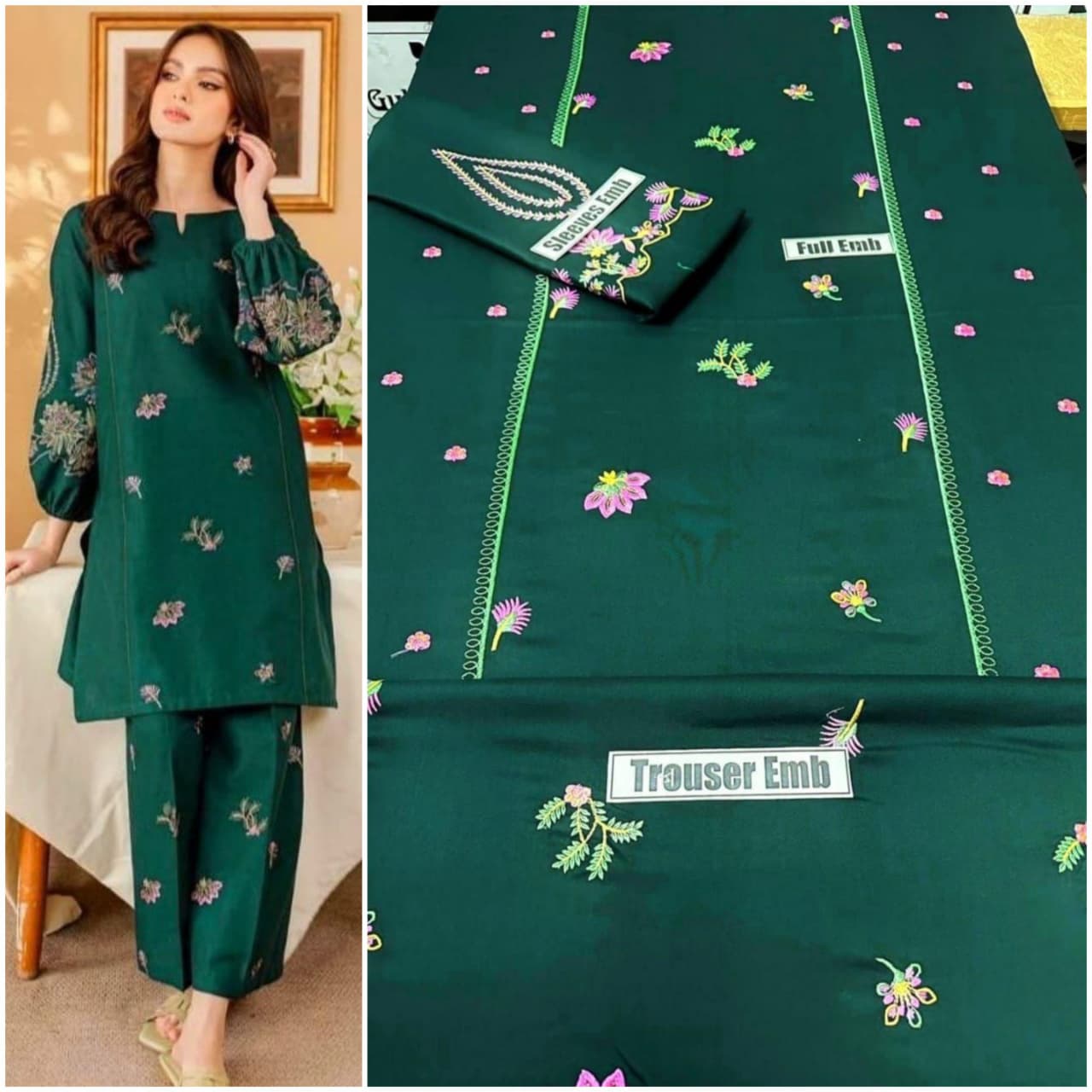 2pc Dhanak Embroidered 2pc✨