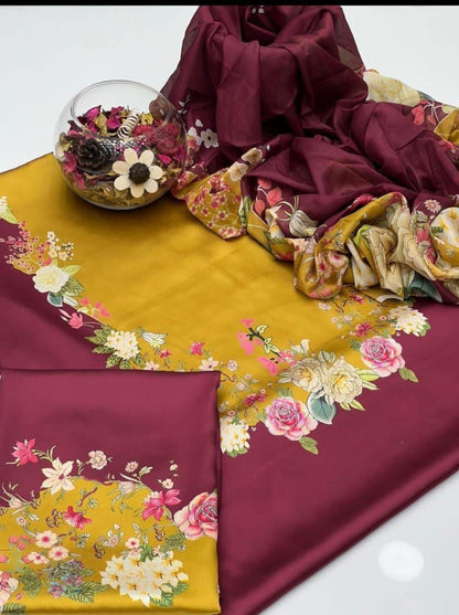 3pc  Shamooz Silk Fabric detail