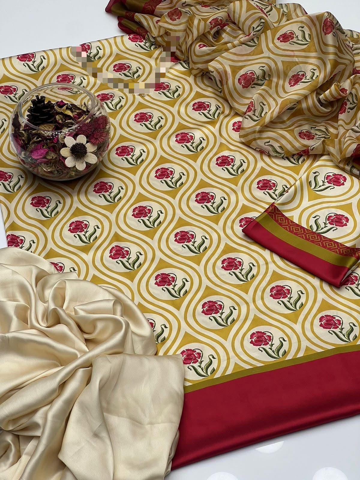 3pc  Shamooz Silk Fabric detail