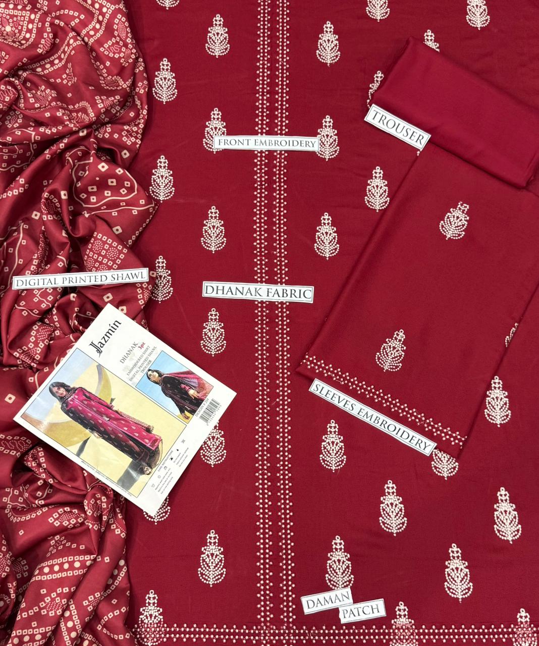 3pc DHANAK 3PC EMBROIDERED