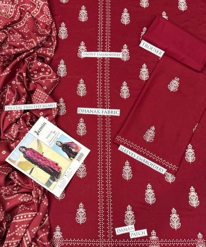3pc DHANAK 3PC EMBROIDERED