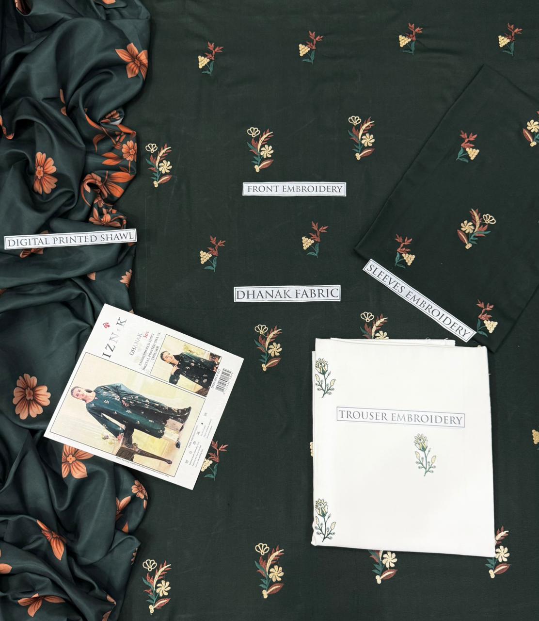 3pc DHANAK 3PC EMBROIDERED