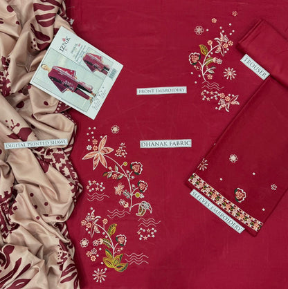 3pc DHANAK 3PC EMBROIDERED