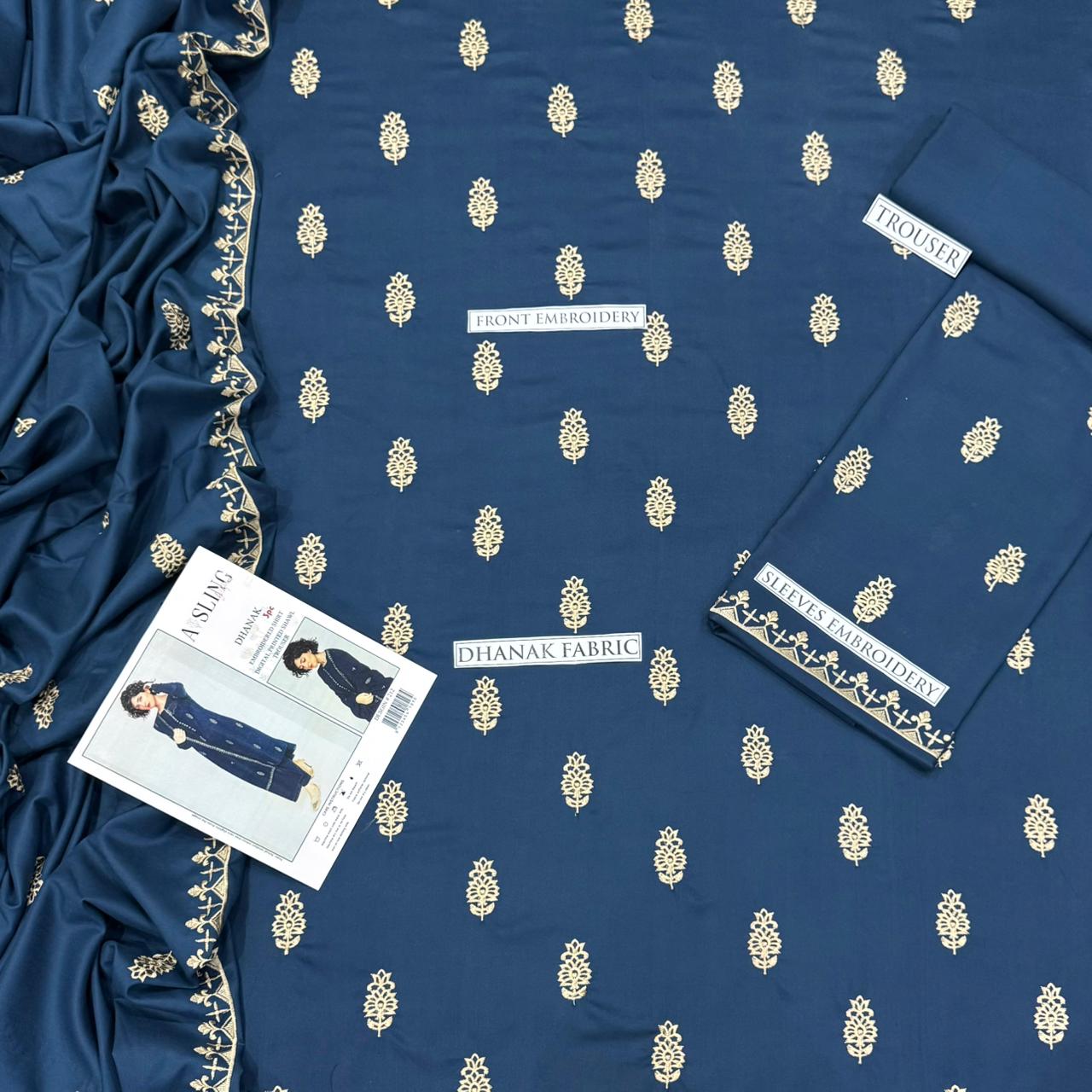 3PC  DHANAK 3PC EMBROIDERED