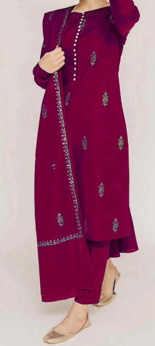 3PC  DHANAK 3PC EMBROIDERED