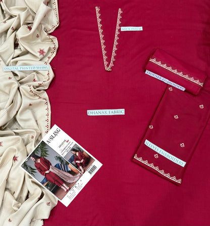 3PC  DHANAK 3PC EMBROIDERED