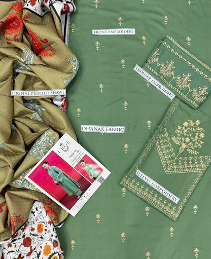3PC  DHANAK 3PC EMBROIDERED