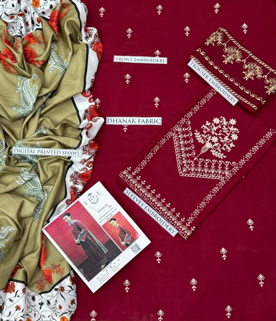3PC  DHANAK 3PC EMBROIDERED