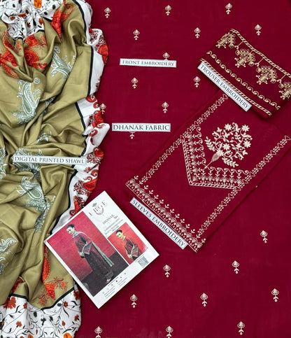 3PC  DHANAK 3PC EMBROIDERED