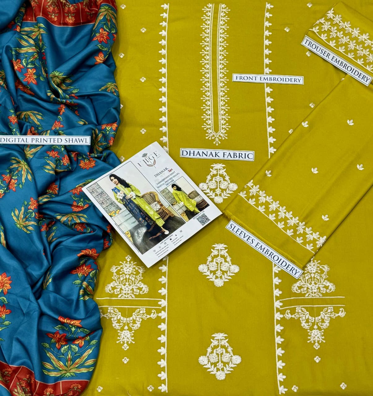 3PC  DHANAK 3PC EMBROIDERED