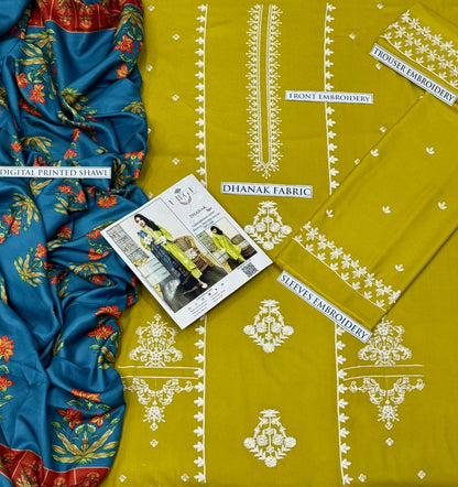 3PC  DHANAK 3PC EMBROIDERED