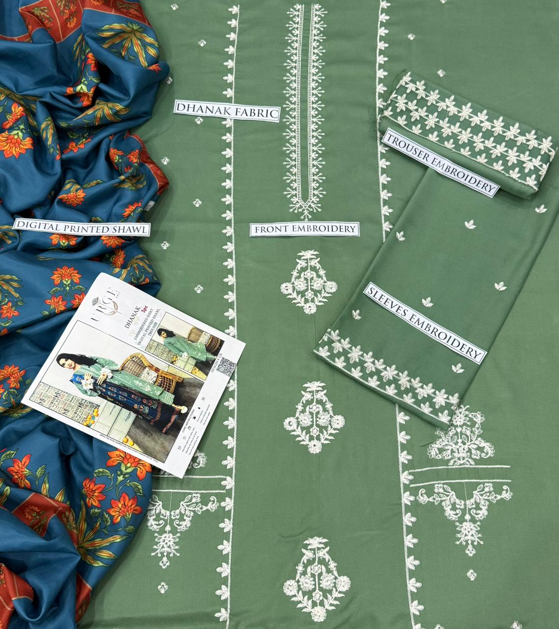 3PC  DHANAK 3PC EMBROIDERED