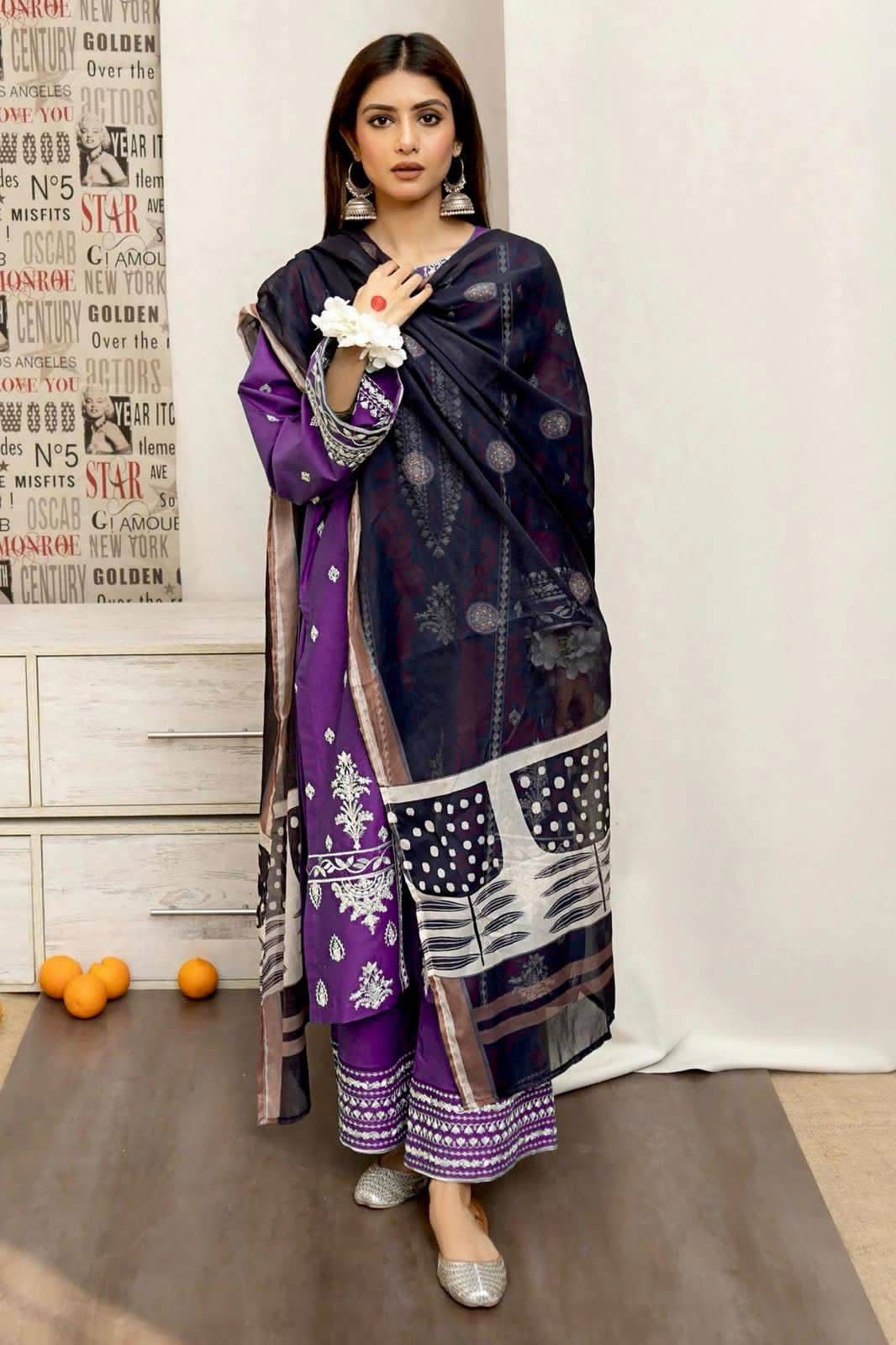 3PC  DHANAK 3PC EMBROIDERED