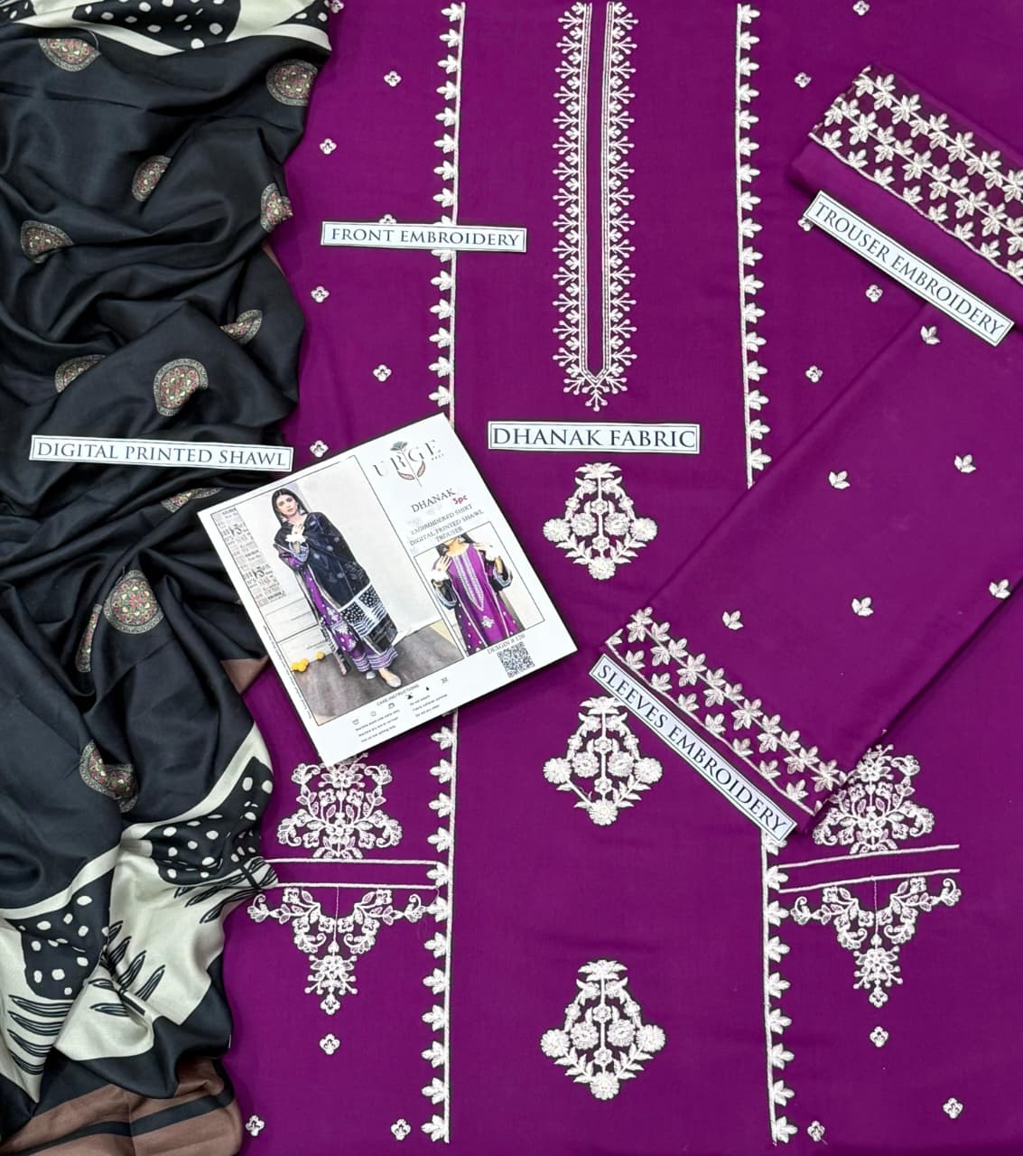 3PC  DHANAK 3PC EMBROIDERED