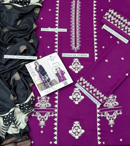 3PC  DHANAK 3PC EMBROIDERED