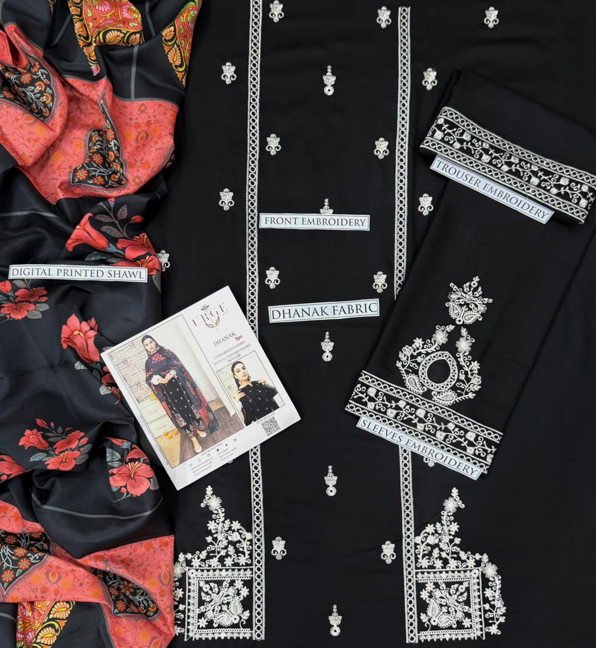 3PC  DHANAK 3PC EMBROIDERED