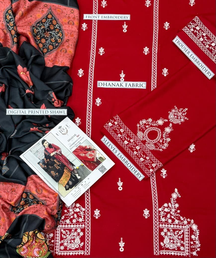 3PC  DHANAK 3PC EMBROIDERED