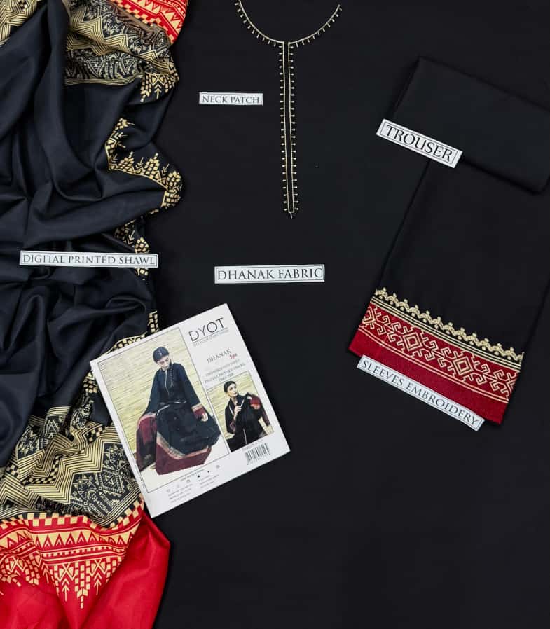 3PC  DHANAK 3PC EMBROIDERED