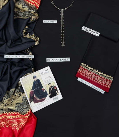 3PC  DHANAK 3PC EMBROIDERED