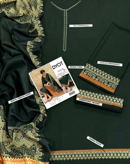 3PC  DHANAK 3PC EMBROIDERED