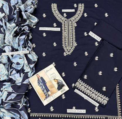 3PC  DHANAK 3PC EMBROIDERED