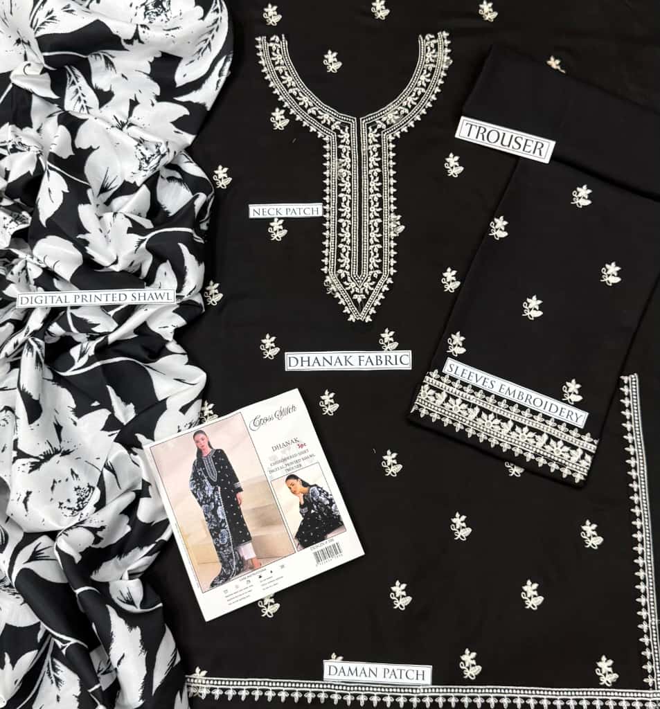 3PC  DHANAK 3PC EMBROIDERED