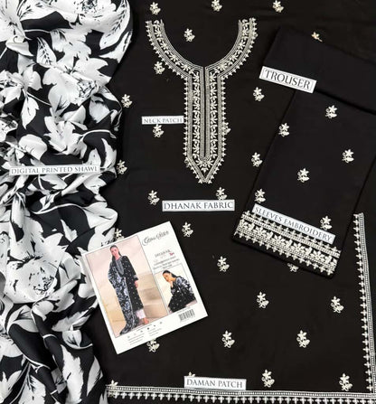 3PC  DHANAK 3PC EMBROIDERED