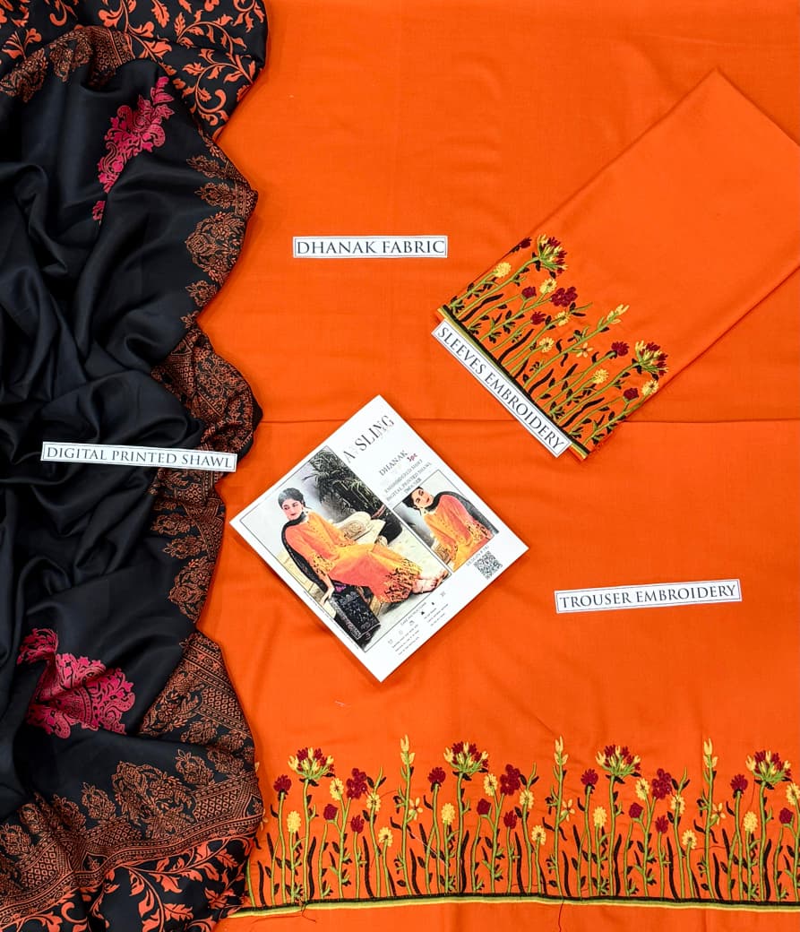 3PC  DHANAK 3PC EMBROIDERED
