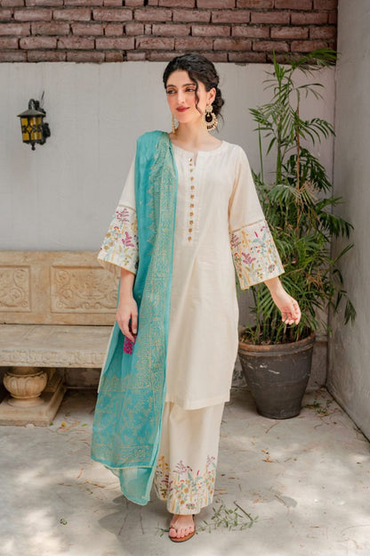 3PC  DHANAK 3PC EMBROIDERED