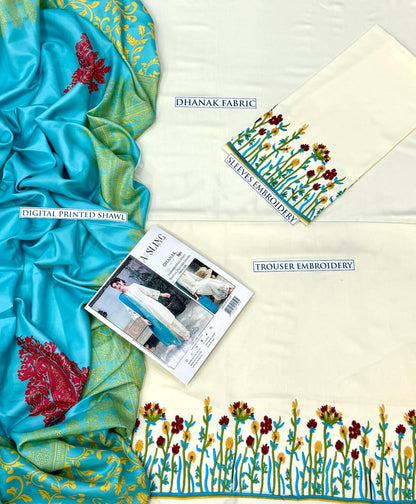 3PC  DHANAK 3PC EMBROIDERED