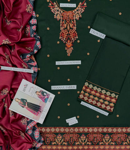 3PC  DHANAK 3PC EMBROIDERED